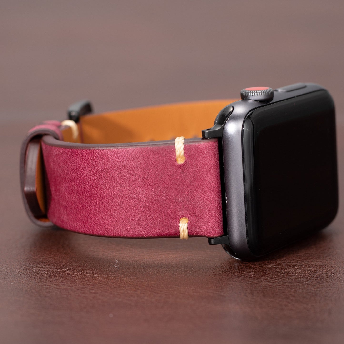 Premium Italian Leather leather Apple Watch Band - Light Red