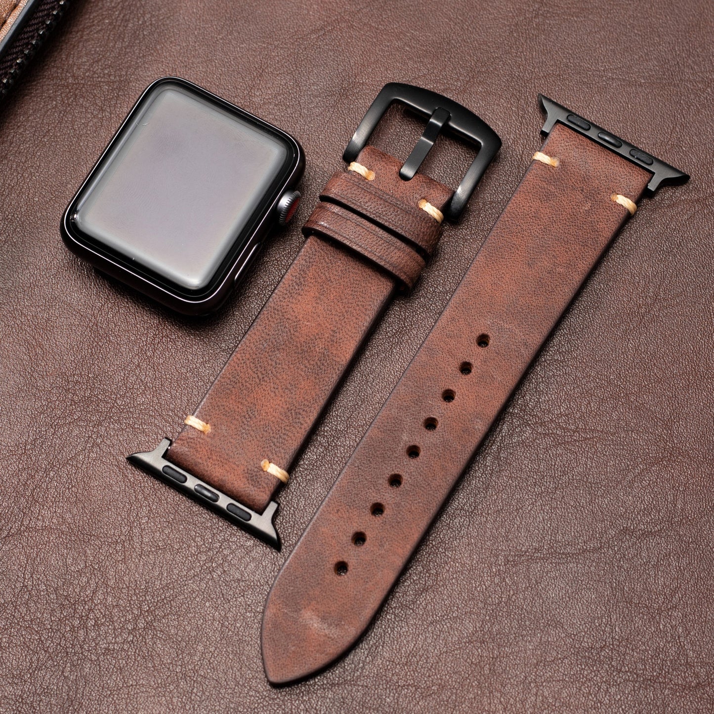 Premium Italian Leather Apple Watch Band - Dark Brown