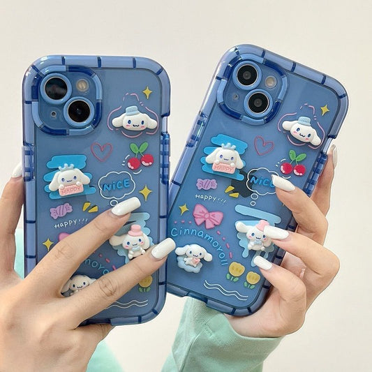 3D Stereoscopic Sanrio kuromi cinnamoroll Kirby Luminous Phone Case For Iphone 11 12 13 Pro Max X Xs Xr Transparent Cover