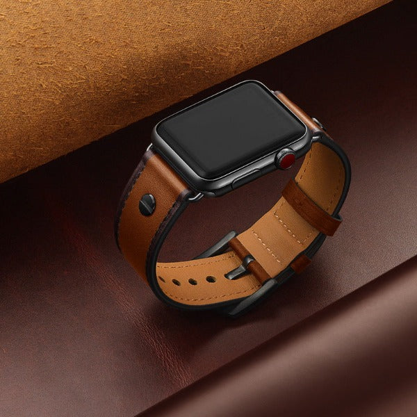 Leather Slotted thread Band For Apple Watch