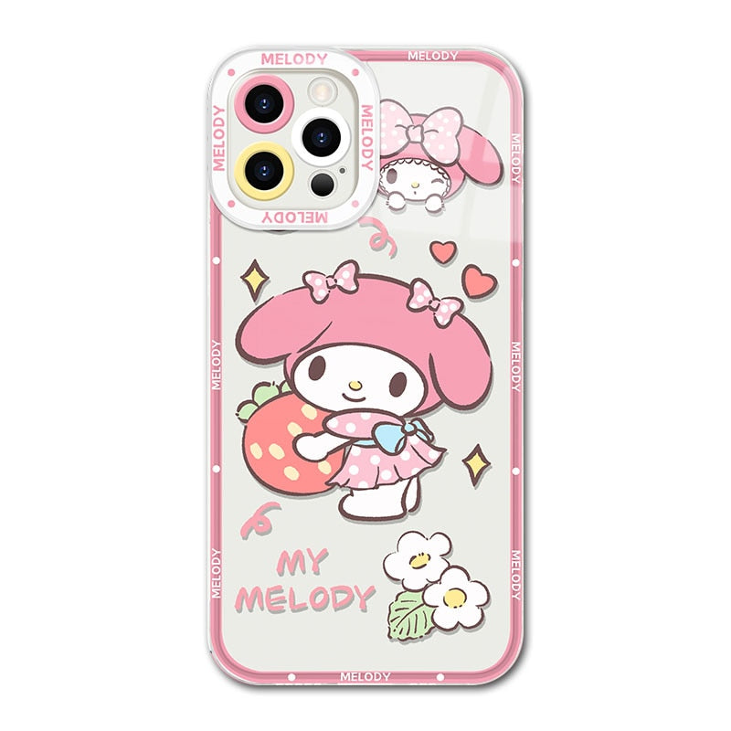 Cinnamon Kuromi Melədi Kirby Soft Silicone Case for iPhone 14 Pro Max 13 12 11 Pro Max Mini XR XS X 8 7 6 6S Plus SE 2020 Cover