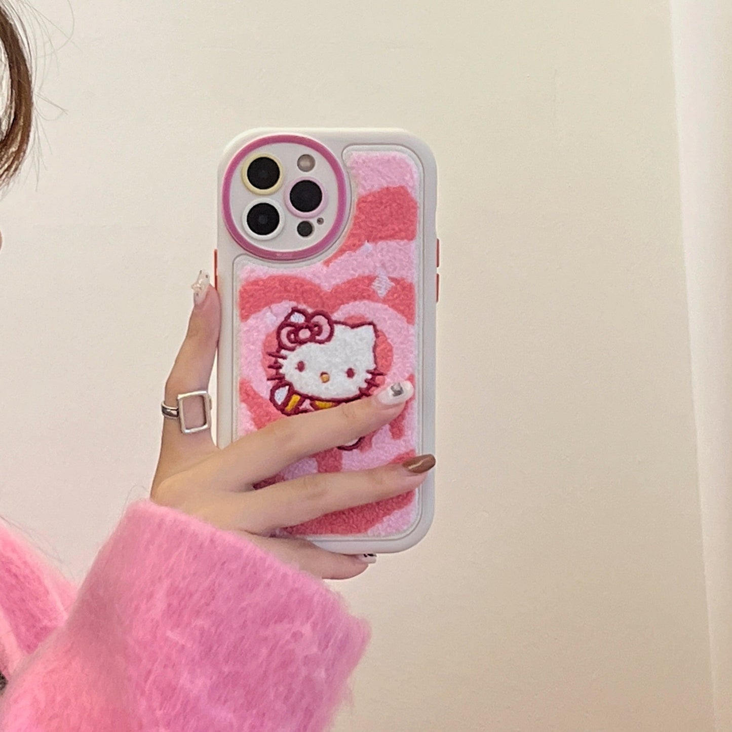 Cute Sanrio Hello Kitty Kuromi Cinnamoroll Plush Embroidery Phone Cases For iPhone 14 13 12 11 Pro Max Anti-drop Soft Back Cover