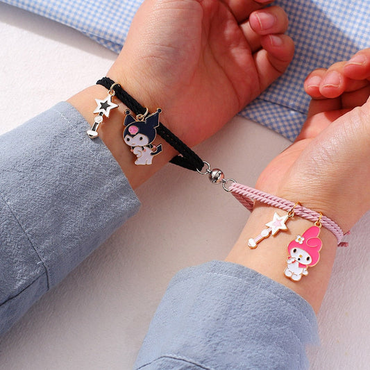 Fashion Sanrio Accessories Kuromi My Melody StellaLou Couple Girlfriends Cartoon Magnetic Aluminum Alloy Bracelet For Girls Gift