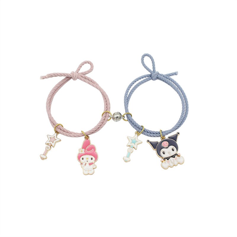 Fashion Sanrio Accessories Kuromi My Melody StellaLou Couple Girlfriends Cartoon Magnetic Aluminum Alloy Bracelet For Girls Gift