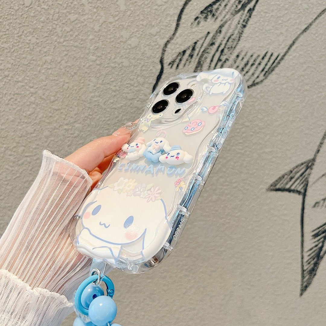 Serenityll™ Blue phonechain and Garlands cinnamoroll iPhone case with charms