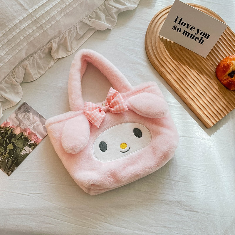 Kawaii Cinnamoroll Sanrio Plush Bag My Melody Anime Handbags Kt Cat Purin Dog Kuromi Plushie Free Shipping Backpack for Girls