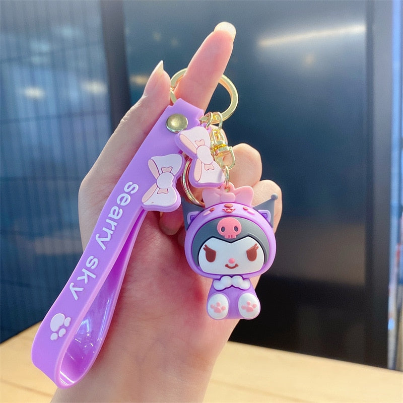 Kawaii аниме фигурки Sanrio Accessories Anime Kitty Keychain Kuromi Figure Melody Cinnamonroll Pendant Model Toys for Children