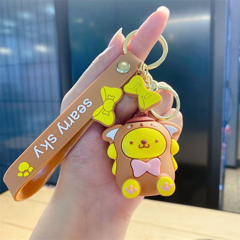 Kawaii аниме фигурки Sanrio Accessories Anime Kitty Keychain Kuromi Figure Melody Cinnamonroll Pendant Model Toys for Children