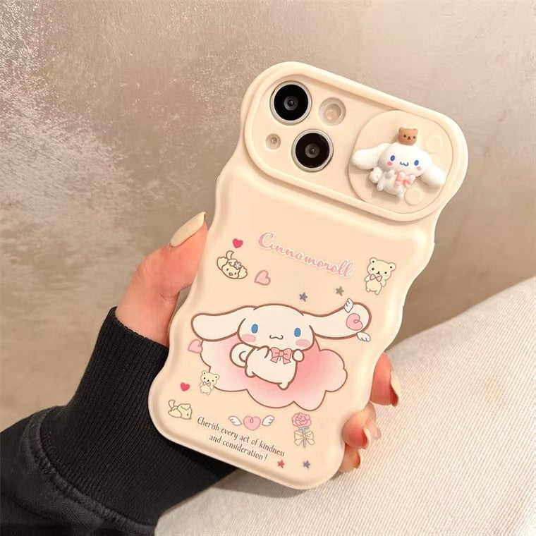 Kawaii Sanrio Pochacco Cinnamoroll Push-pull Lens Phone Cases For iPhone 14 13 12 11 Pro Max Shockproof Soft Shell Y2k Girl Gift