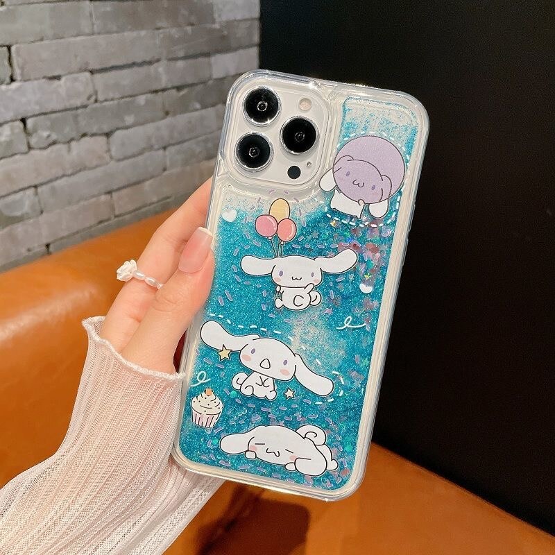 Kuromi My Melody Cinnamoroll Sanrio Quicksand Phone Case For Iphone 11 12 13 14 Pro Max Mini X Xs Xr 7 8 Plus Shockproof Cover