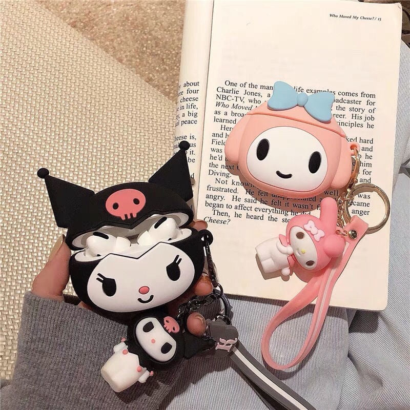 New Kawaii Sanrio Kuromi Bluetooth-compatible Earphone Set Silicone PC Hard case Earphone Case for AirPods 1 2 3 Pro Cover