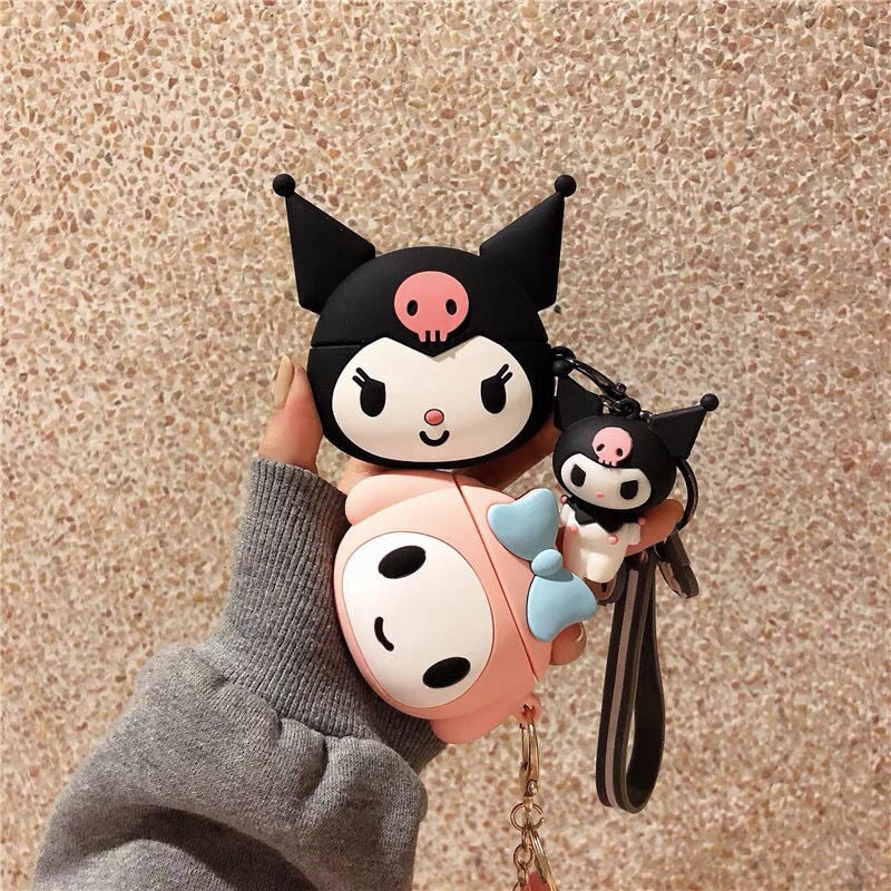 New Kawaii Sanrio Kuromi Bluetooth-compatible Earphone Set Silicone PC Hard case Earphone Case for AirPods 1 2 3 Pro Cover