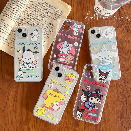 B4 Cartoon cute Sanrio Cinnamorollsuitable for Apple 14 mobile phone shell Coolomey 13 promax silicone soft XR/8 plus fall-proof shell female cassia iPhone 12/11 transparent