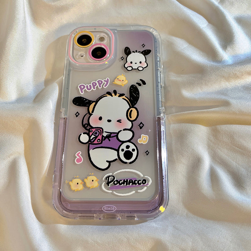 Purple headset with bracket, Pacha dog, suitable for iPhone13promax, Apple 14plus mobile phone case, 12/11 cartoon bracelet, 11promax, lovely female fall protection cover