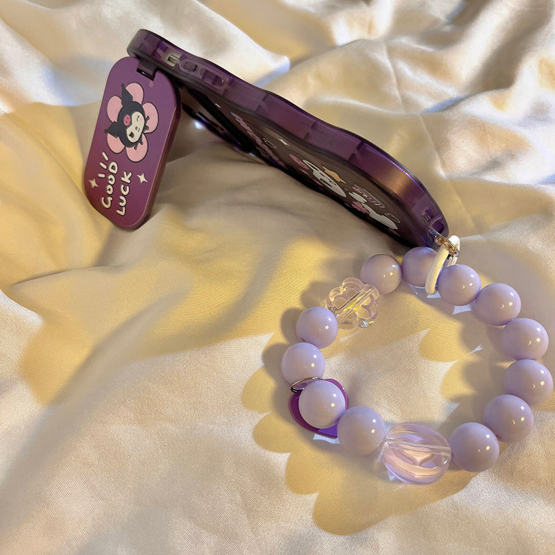 Cute purple mirror bracket Coolomey puppy suitable for Apple 14 mobile phone shell 13promax fall-proof iPhone12/11 beaded bracelet x/xr/xs cartoon female xsmax full case