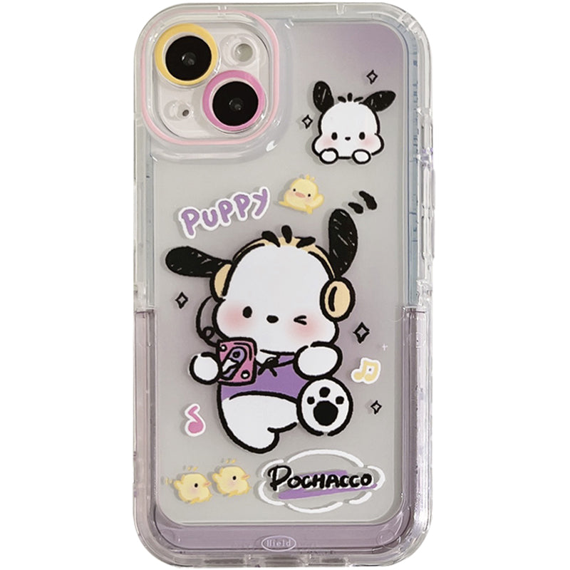 Purple headset with bracket, Pacha dog, suitable for iPhone13promax, Apple 14plus mobile phone case, 12/11 cartoon bracelet, 11promax, lovely female fall protection cover