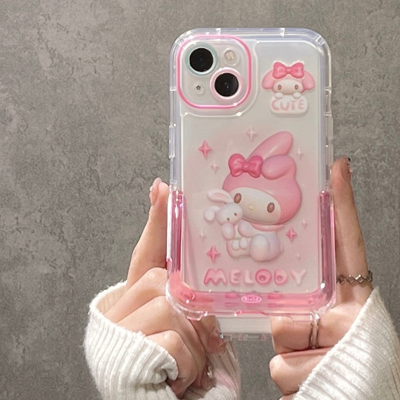 Girls' cartoon Melody KT cat for iPhone14Promax Apple 13 phone case iPhone11 net red chain 12Promax integrated stand 13Pro soft silicone protective case
