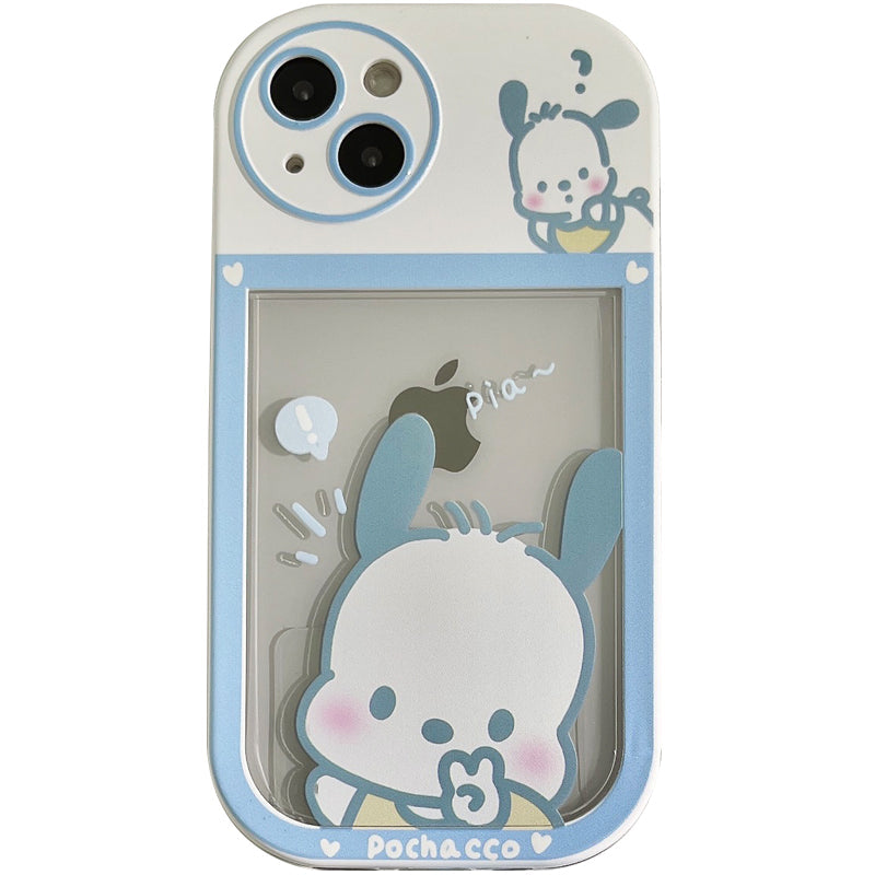 Anime cute blue edge full screen pacha dog for Apple 12 phone case iPhone 13 love bracelet 11 promax two-in-one cartoon XR/XSMAX couple x / xs anti-fall all-inclusive set