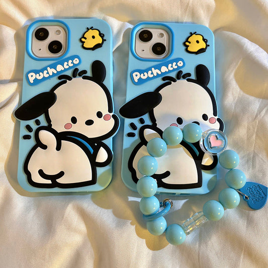 Small fresh three-dimensional silicone butt pacha dog is suitable for iPhone13pro Apple 14plus phone case 12 cartoon 11promax soft silicone x/xr/xs anti-drop xsmax all-inclusive set