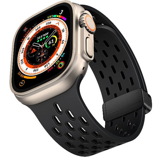 Silicone Breathable Magnetic Folding Band For Apple Watch