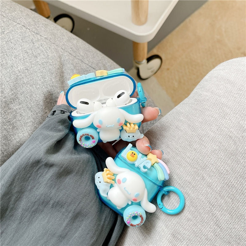 Sanrio Cinnamoroll 3D Bluetooth-compatible Earphone Set PC Hard case Earphone Case for AirPods 1 2 3 Pro Cover