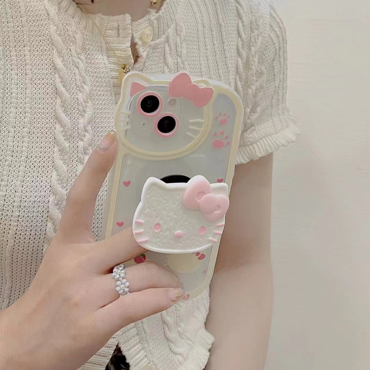 Sanrio Hello Kitty Stand Phone Case For Iphone 11 12 13 Pro Max Mini X Xs Xr 7 8 Plus Shockproof Cover