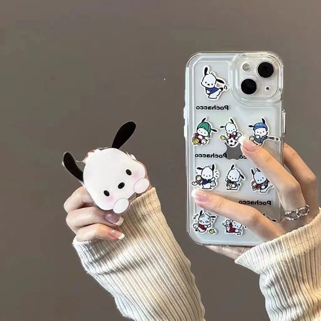 Sanrio Pochacco Cartoon Bracket Phone Cases For iPhone 14 13 12 11 Pro Max Mini XR XS MAX 8 X 7 Couple Anti-drop Soft Cover Gift
