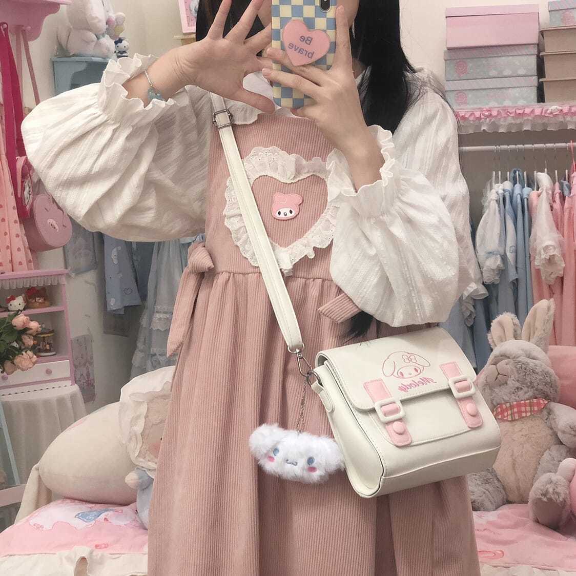 Sanrio jade guigou JK bag uniform bag minority female PU bag one shoulder portable messenger color Cambridge Bag Messenger Bag