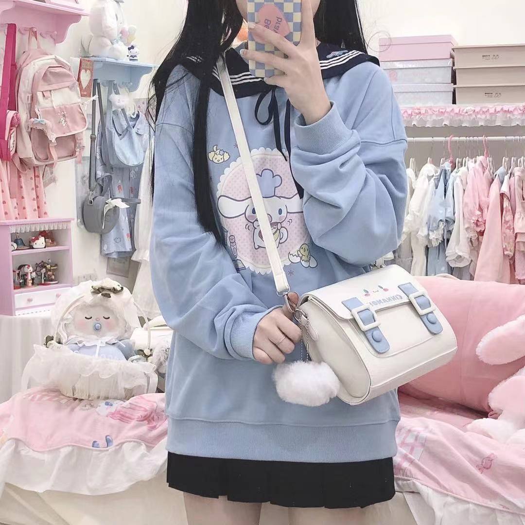 Sanrio jade guigou JK bag uniform bag minority female PU bag one shoulder portable messenger color Cambridge Bag Messenger Bag